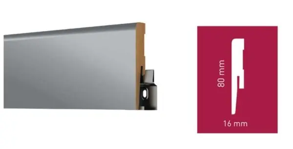 Плинтус MDF Arbiton Cavare ML0801 Канвас Серый (2420х80х16мм)